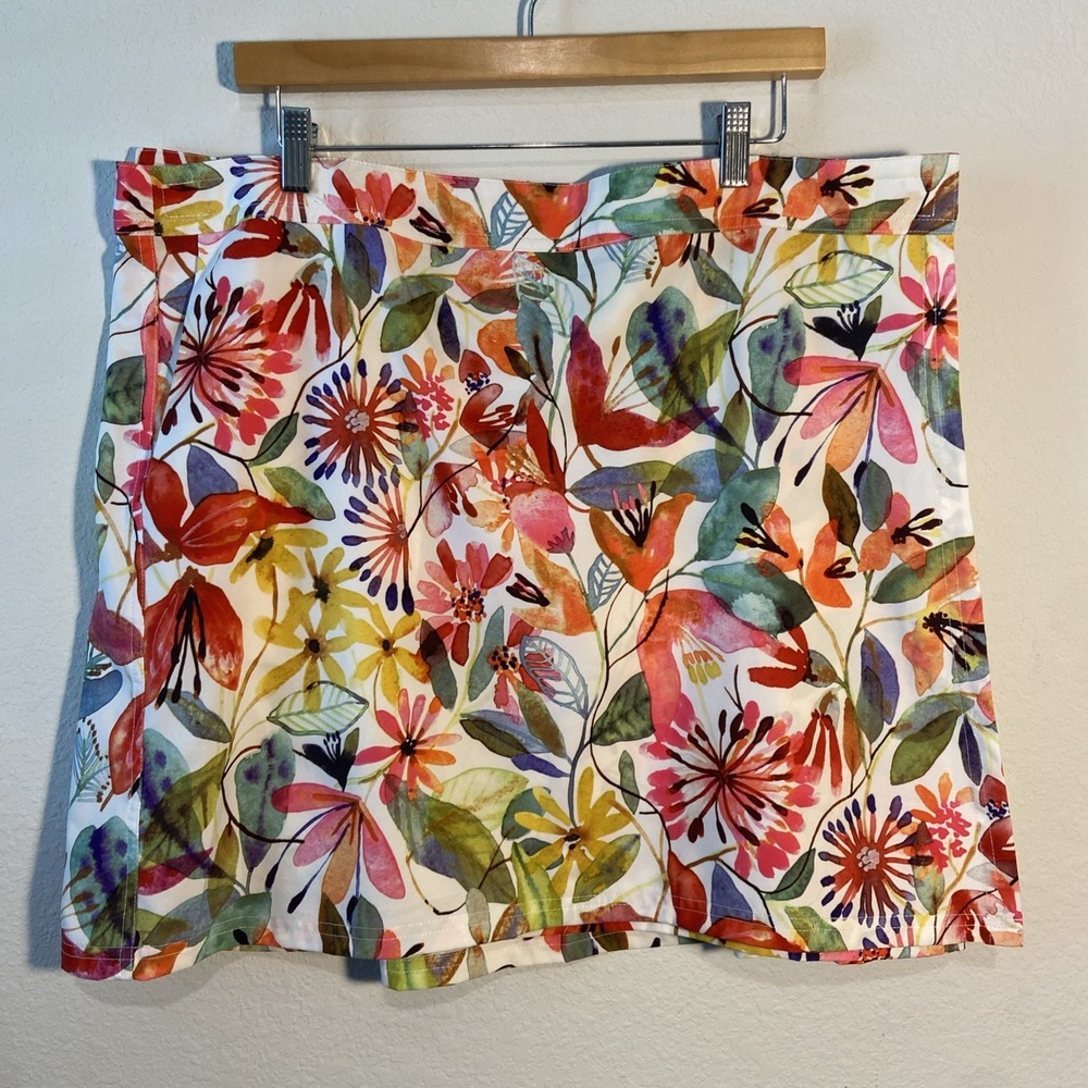 Rip Skirt Hawaii Floral Print Skirt Women's XXL Wild Flower Water Color NWT